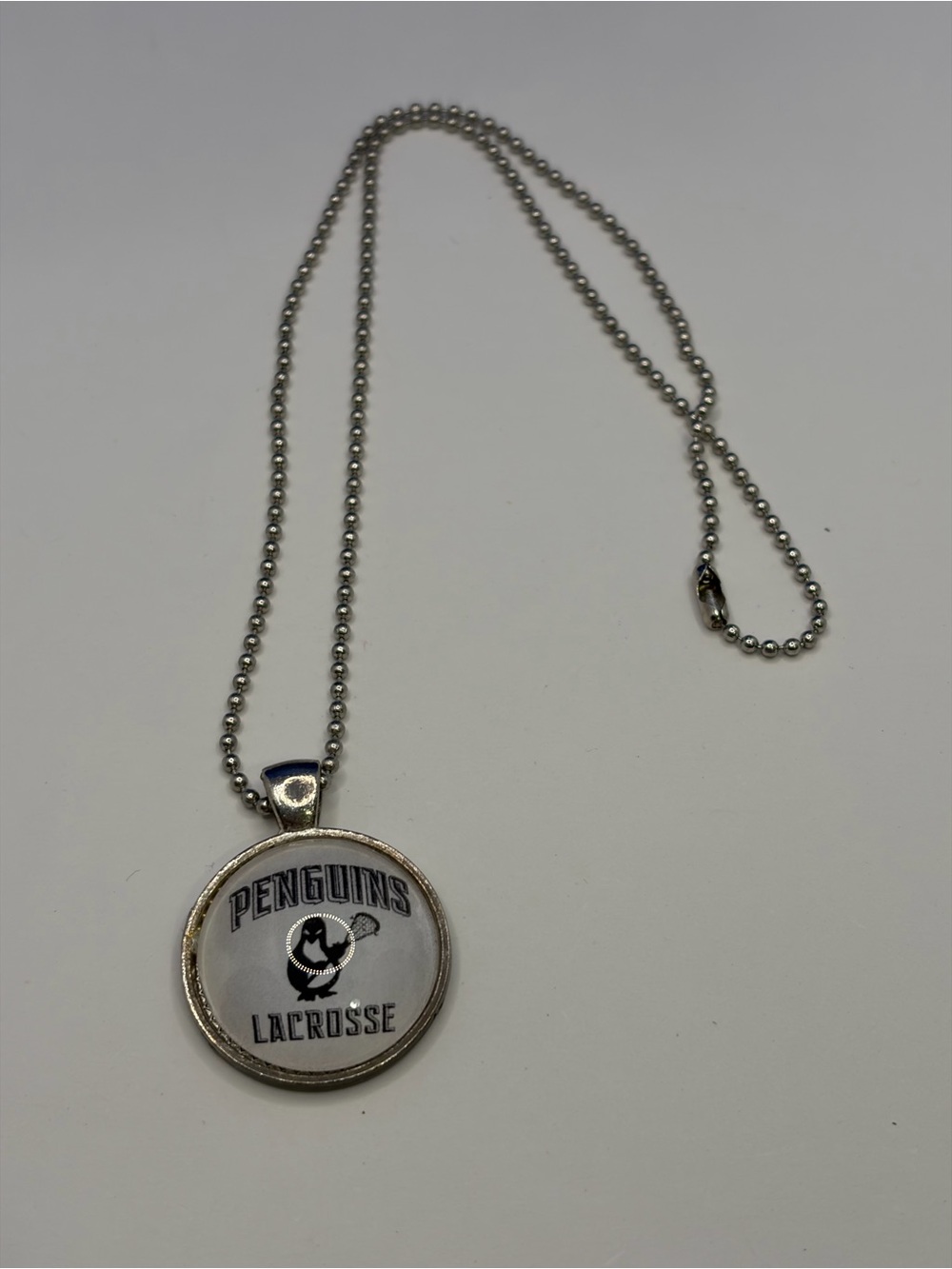 Penguins Lacrosse Silver-Tone Pendant Necklace
